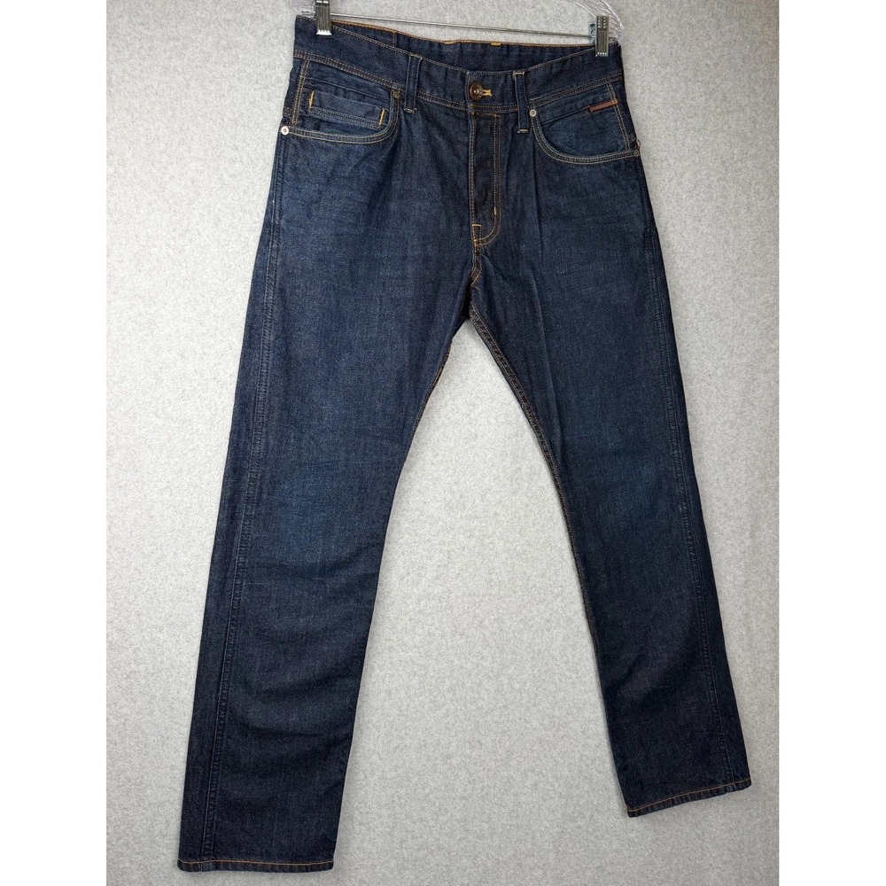 H&M &Denim Mens Straight Regular Waist Jeans 32x32 Dark Blue 100 Cotton